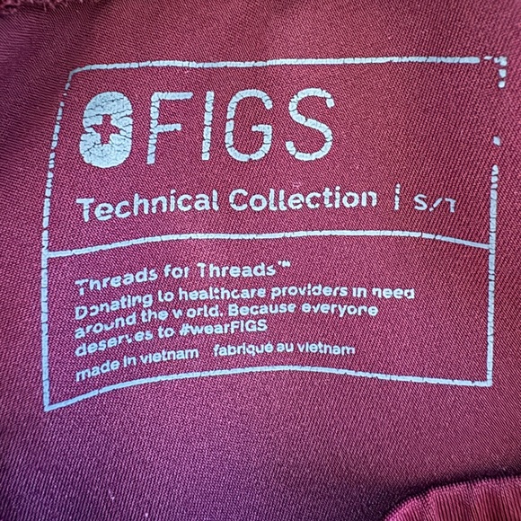 FIGS Zamora Jogger Scrub Pants Womens S Tall Burgundy - Picture 4 of 5